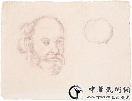 塞尚，《自画像和苹果》 1880-1884年