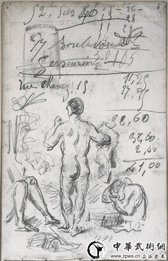塞尚，《三个浴者和水罐》，约1882年